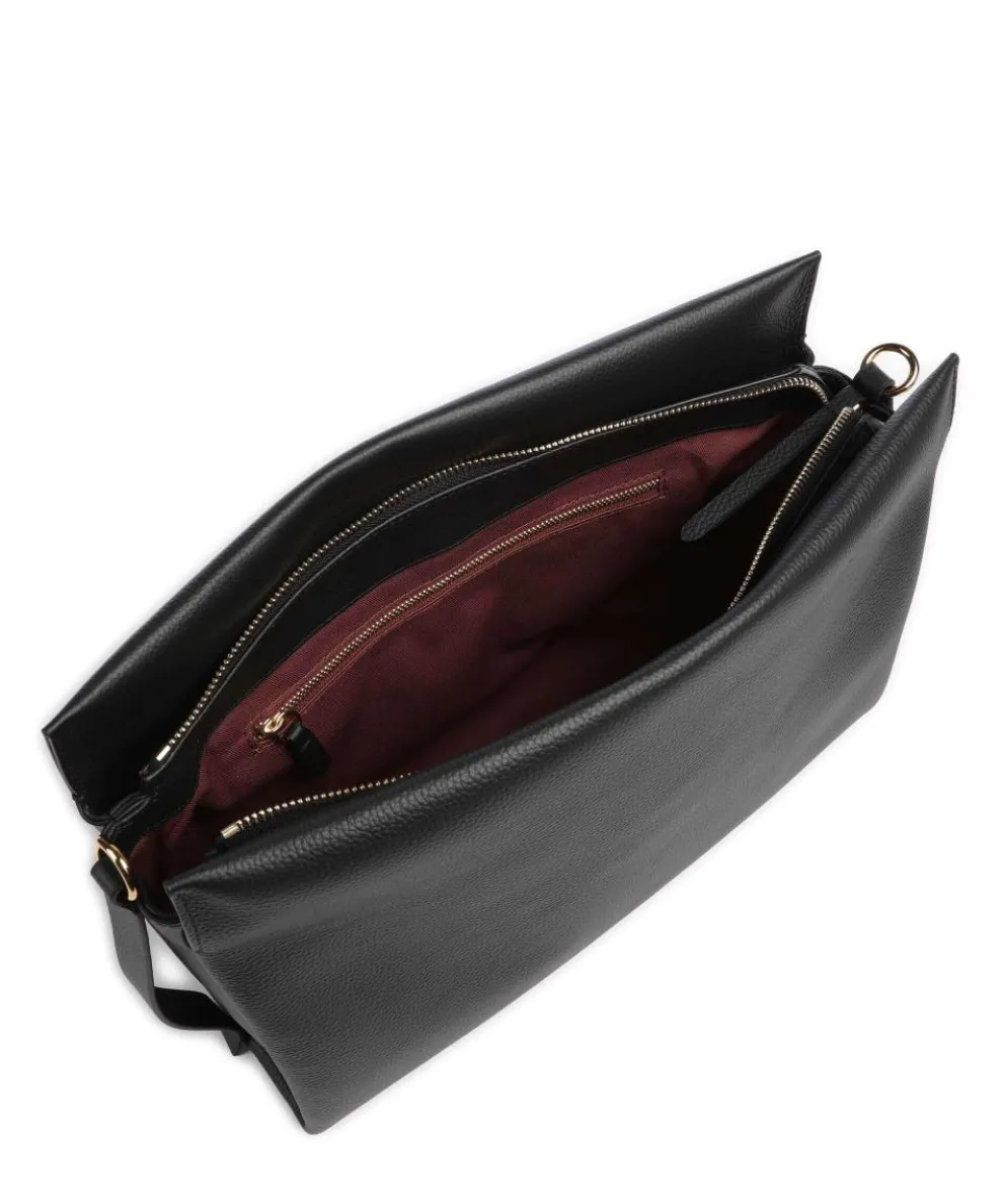 Boheme Grana Double Handtasche genarbtes Rindsleder schwarz