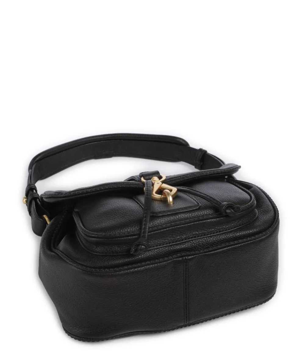 Dalia Star Saddle Schultertasche genarbtes Leder schwarz