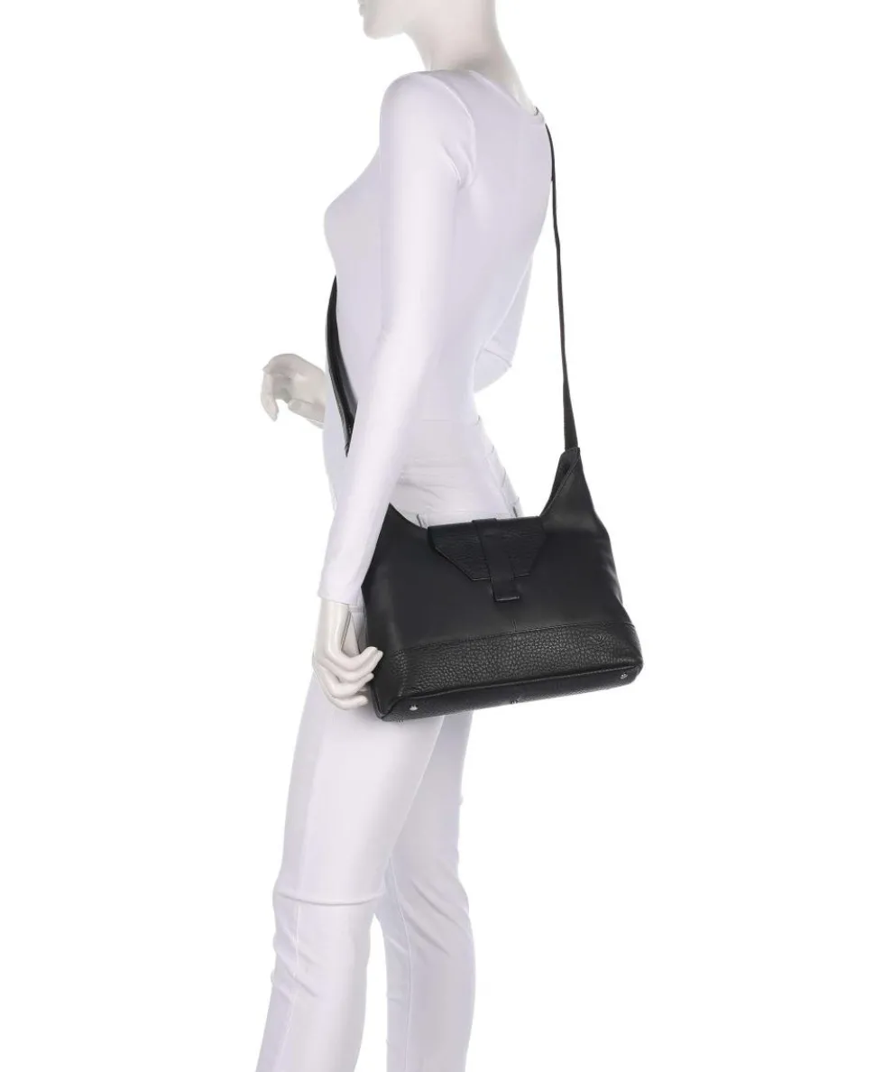 Boston Umhängetasche genarbtes Leder schwarz