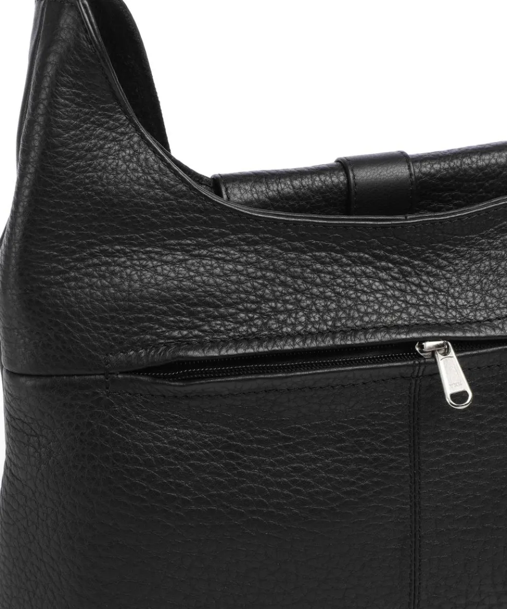 Boston Umhängetasche genarbtes Leder schwarz