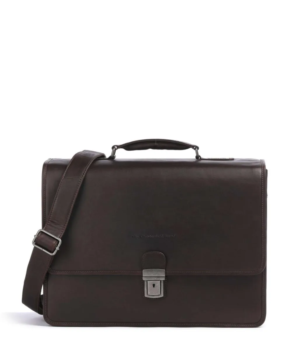 Cow Wax Pull Up Glenwood Aktentasche 17″ Rindsleder dunkelbraun