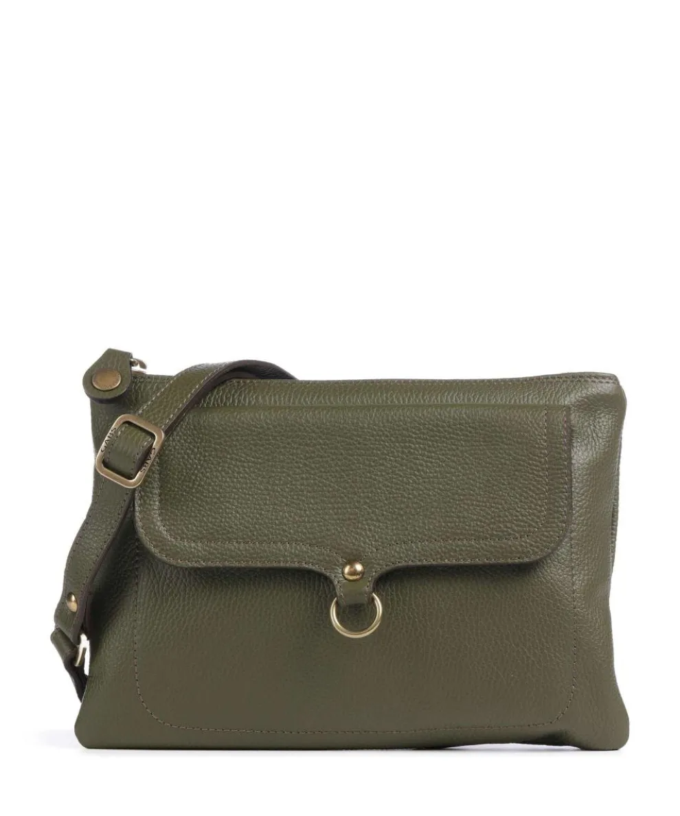 Urban Beyonce Schultertasche genarbtes Kalbsleder olivgrün