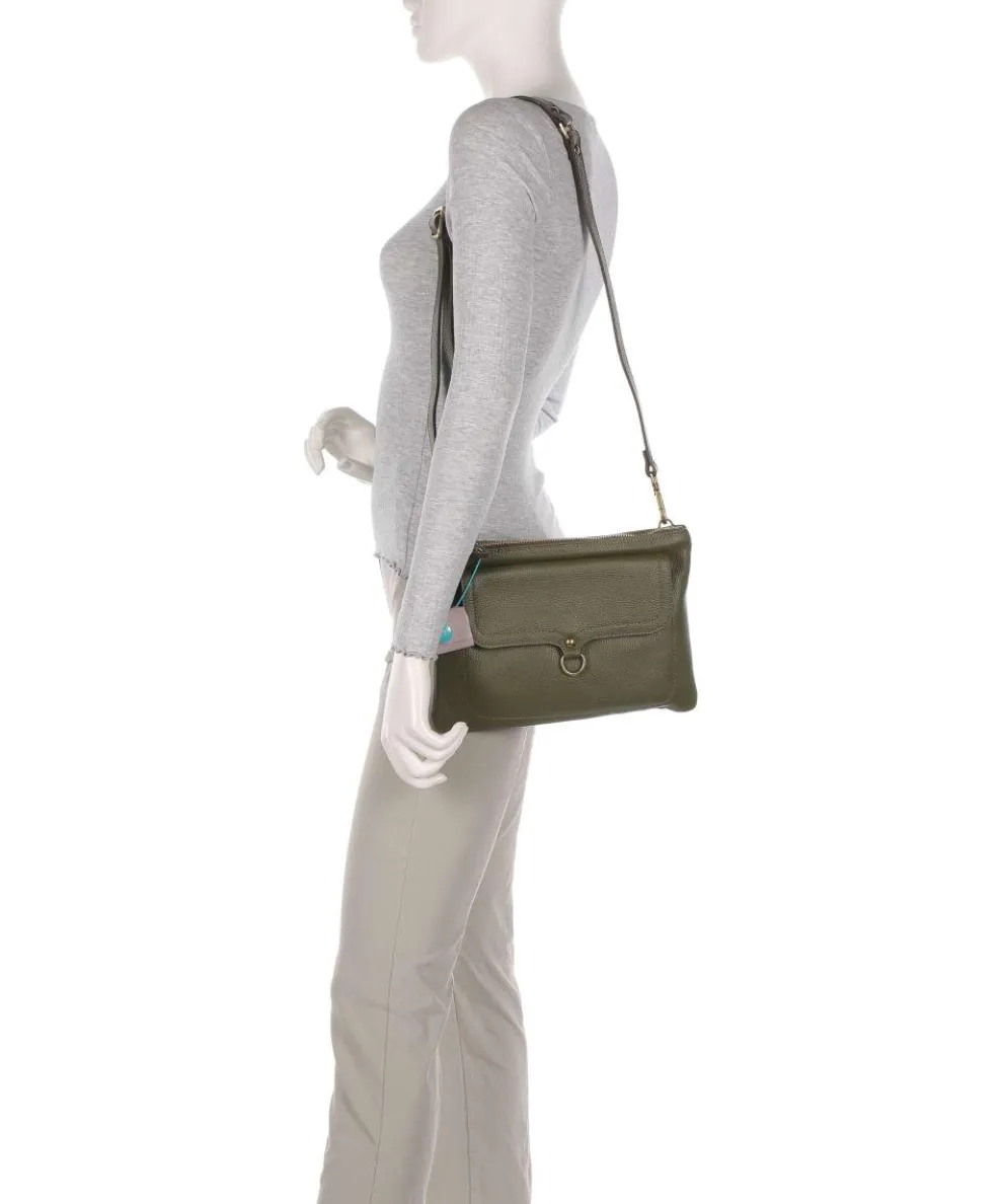 Urban Beyonce Schultertasche genarbtes Kalbsleder olivgrün