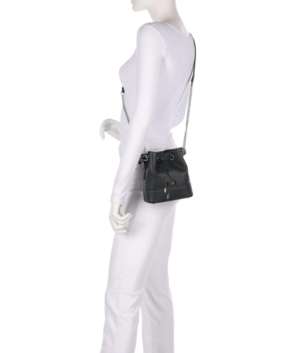 Ninon Mini Bucket bag genarbtes Rindsleder schwarz