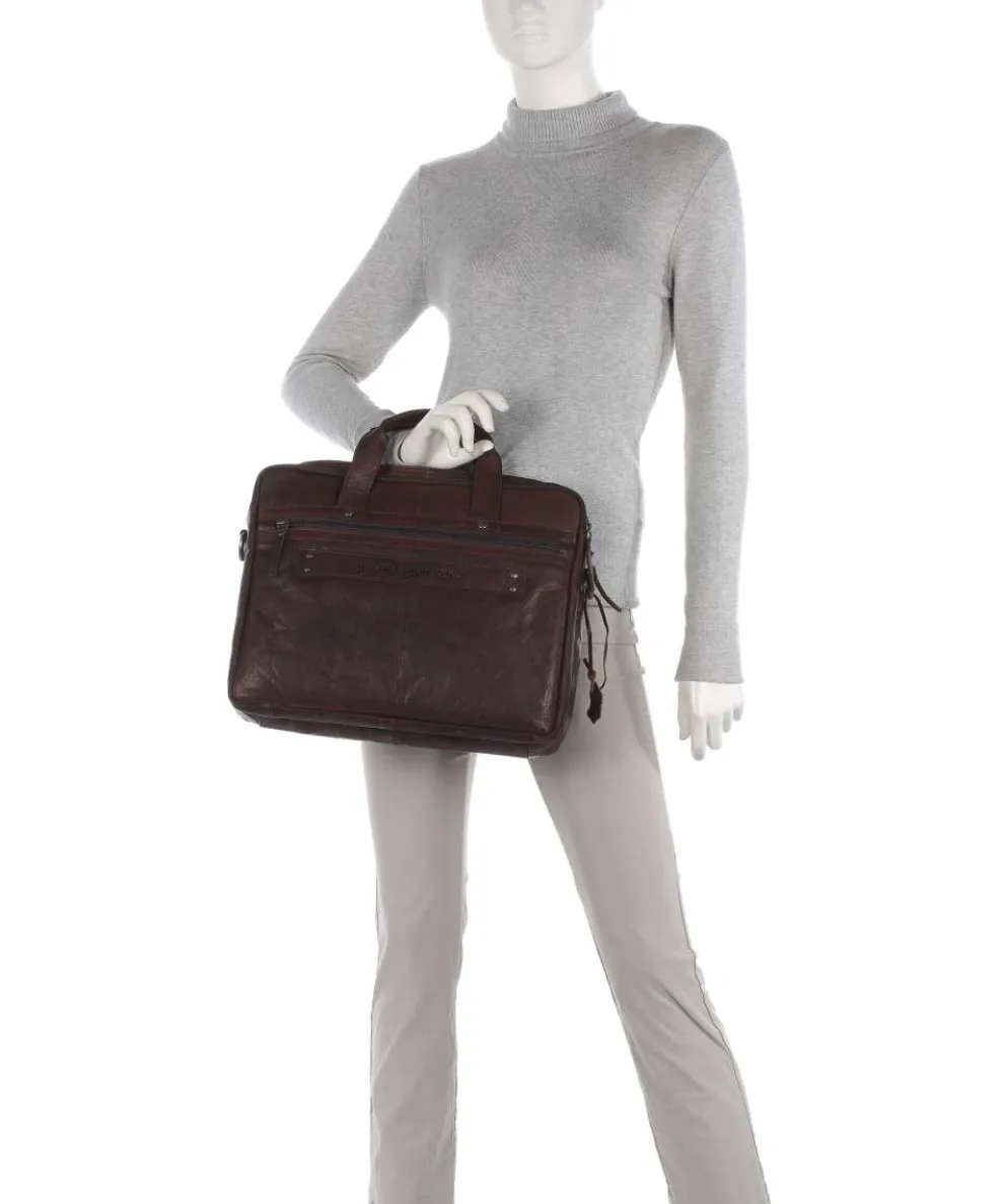 Bronco Aktentasche 15″ genarbtes Leder dunkelbraun
