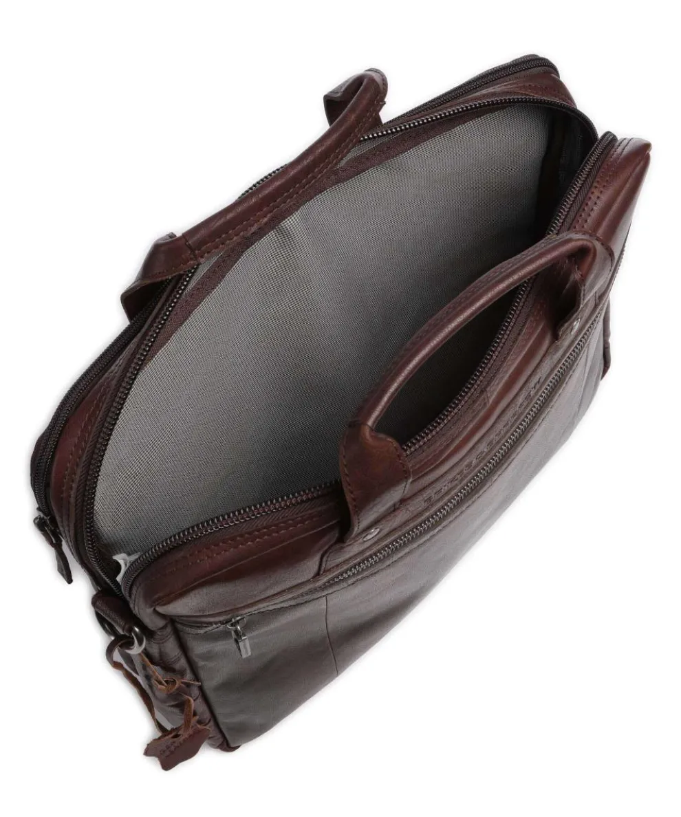 Bronco Aktentasche 15″ genarbtes Leder dunkelbraun