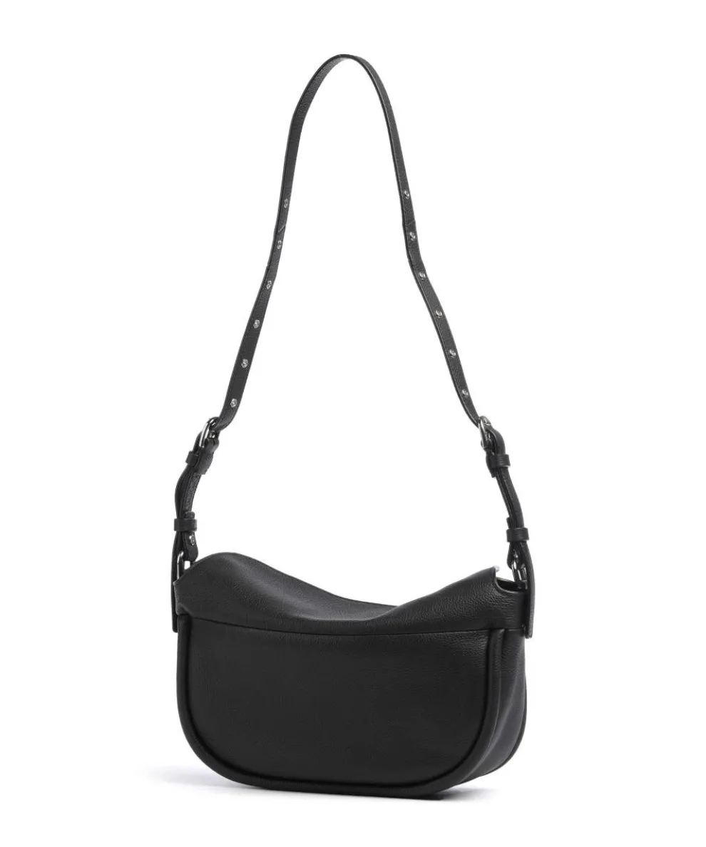 Small Pebble M Schultertasche genarbtes Rindsleder schwarz