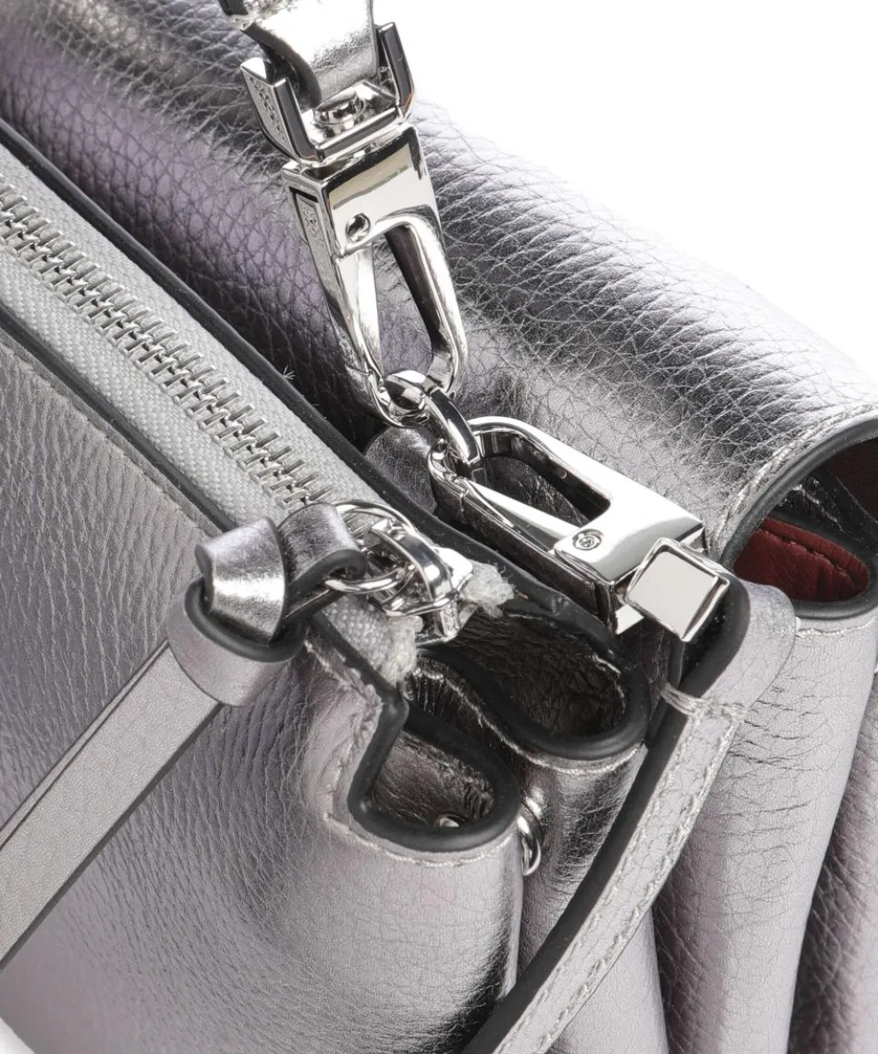 Arlettis Umhängetasche genarbtes Leder silber