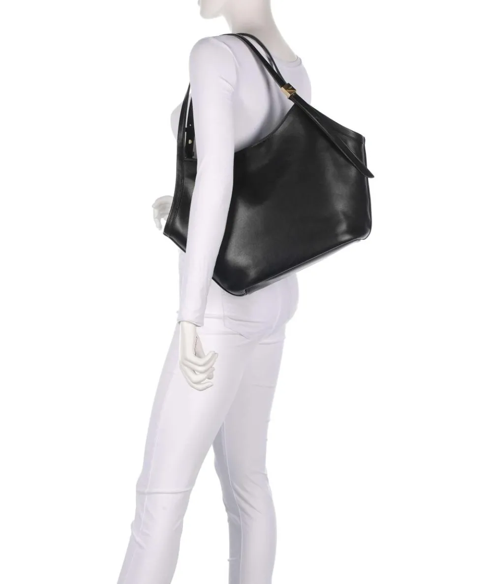 Deco Beuteltasche fein genarbtes Leder schwarz