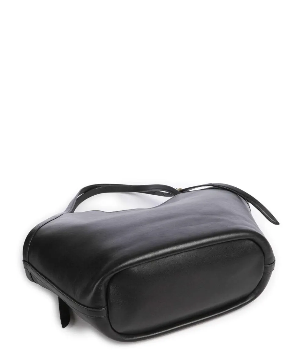 Deco Beuteltasche fein genarbtes Leder schwarz