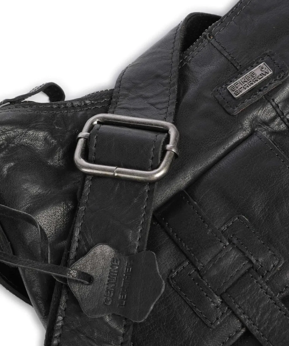 Bronco Beuteltasche genarbtes Leder schwarz