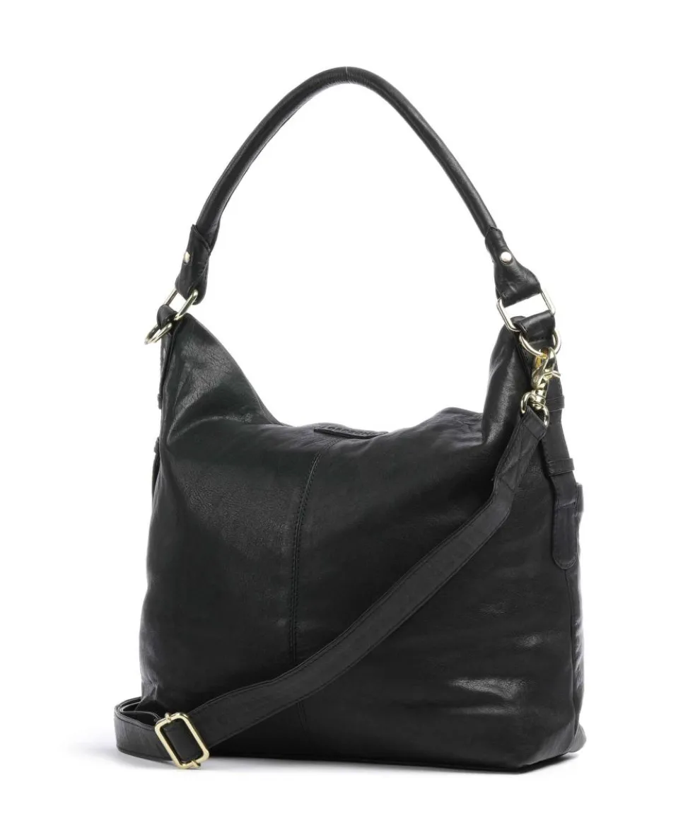 Golden Chic Beuteltasche fein genarbtes Kalbsleder schwarz
