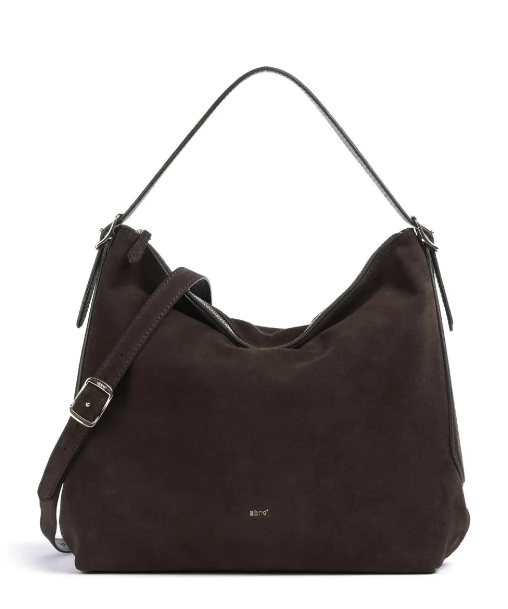 Suede Carina Beuteltasche aufgerautes Leder dunkelbraun
