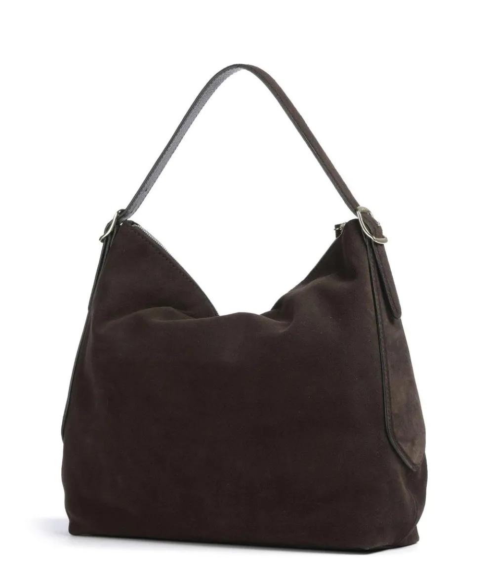 Suede Carina Beuteltasche aufgerautes Leder dunkelbraun