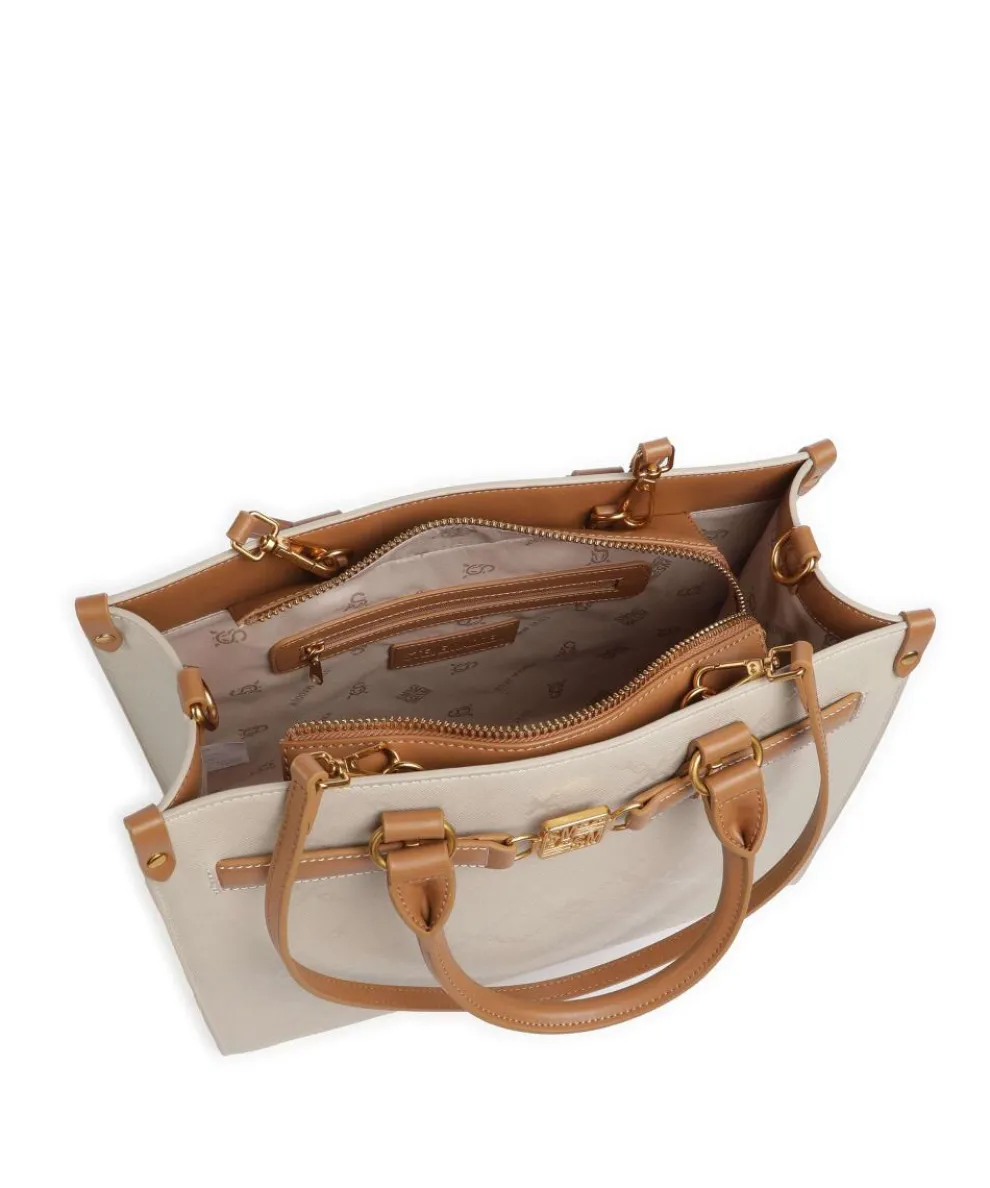 BSTILO-E Handtasche Lederimitat elfenbein/braun