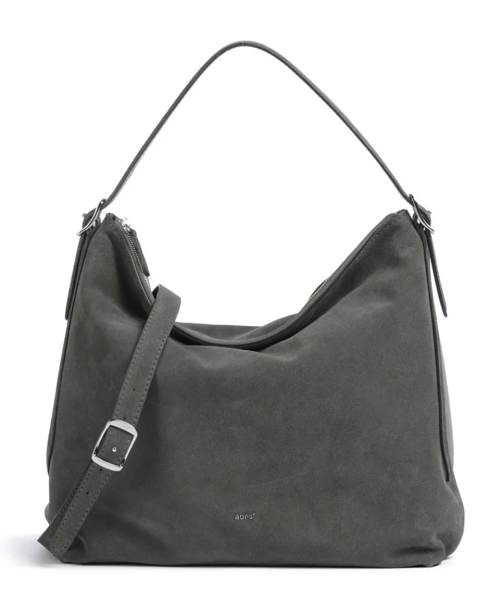 Suede Carina Beuteltasche aufgerautes Leder dunkelgrau