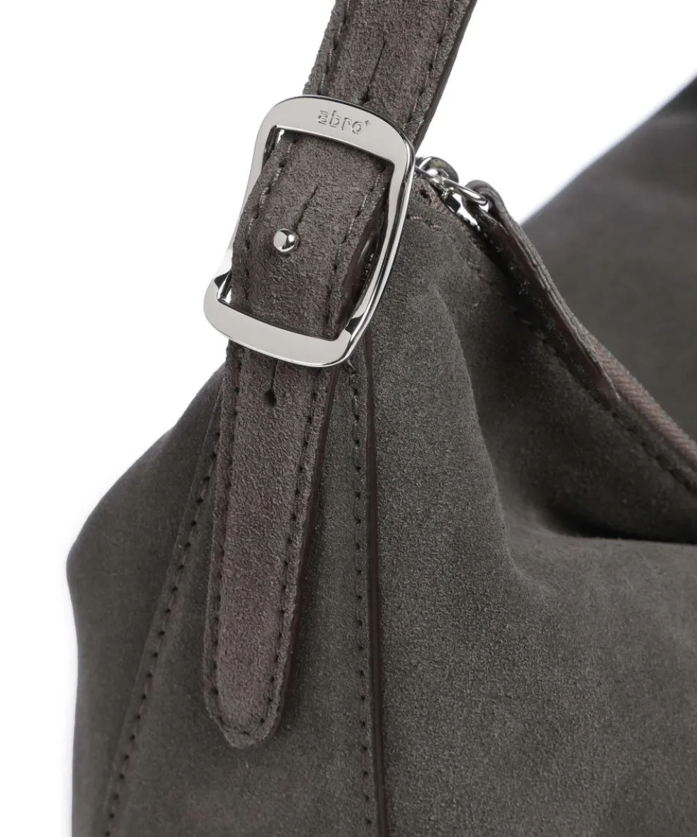 Suede Carina Beuteltasche aufgerautes Leder dunkelgrau