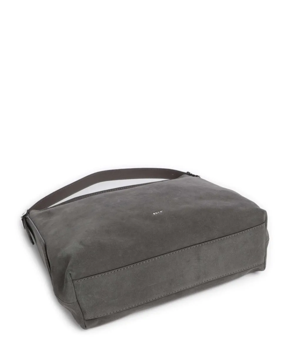 Suede Carina Beuteltasche aufgerautes Leder dunkelgrau