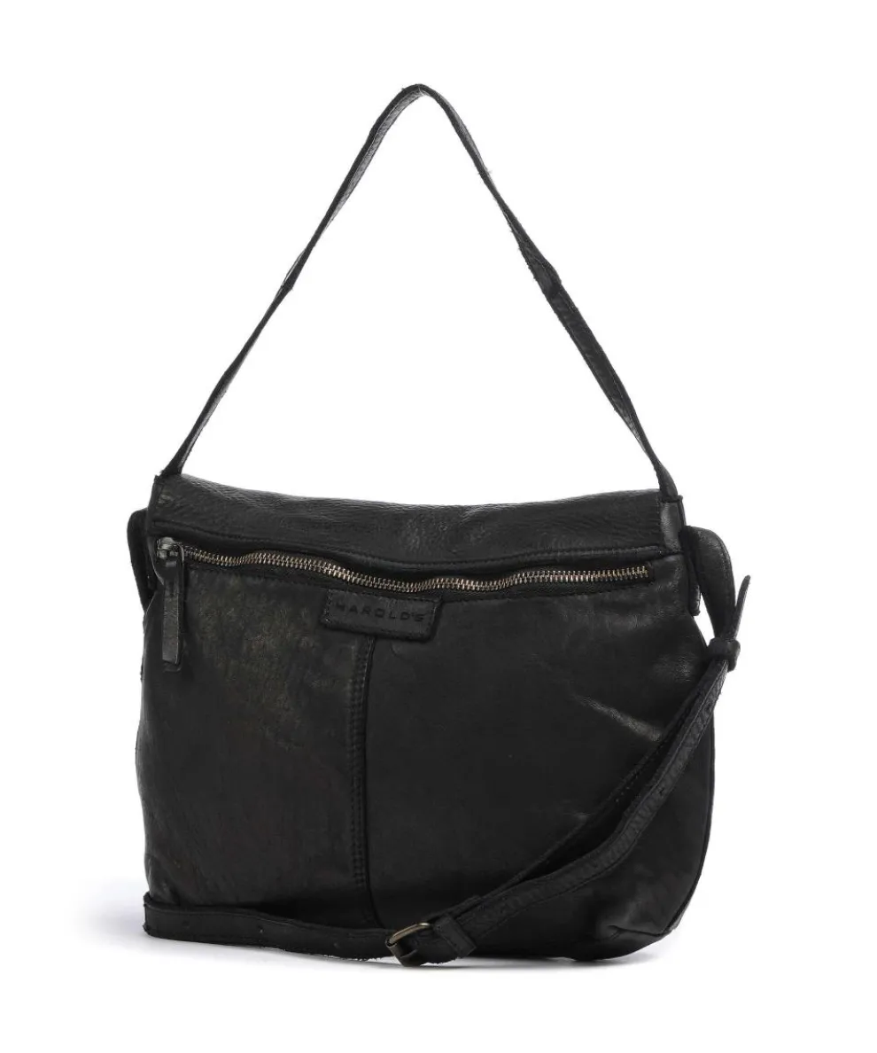 Submarine Schultertasche genarbtes Rindsleder schwarz