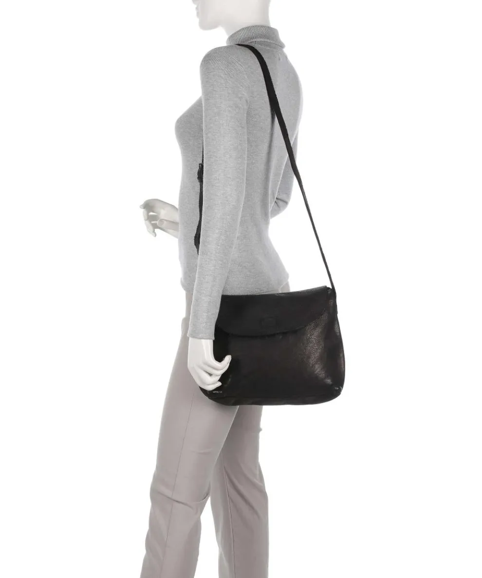 Submarine Schultertasche genarbtes Rindsleder schwarz