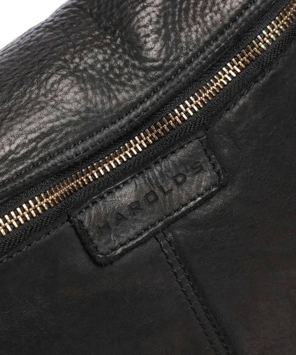 Submarine Schultertasche genarbtes Rindsleder schwarz