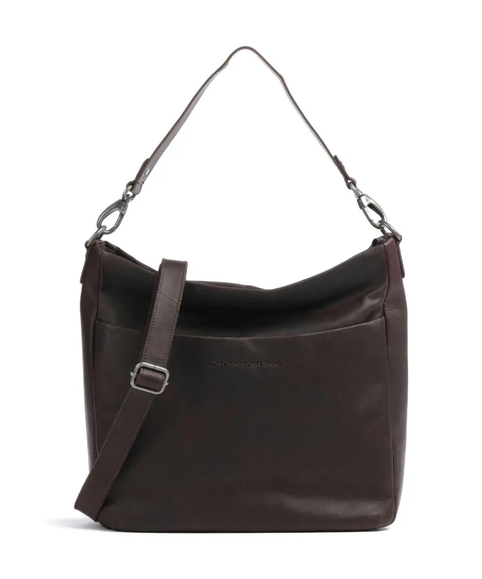 Cow Wax Pull Up Regina Beuteltasche fein genarbtes Leder dunkelbraun