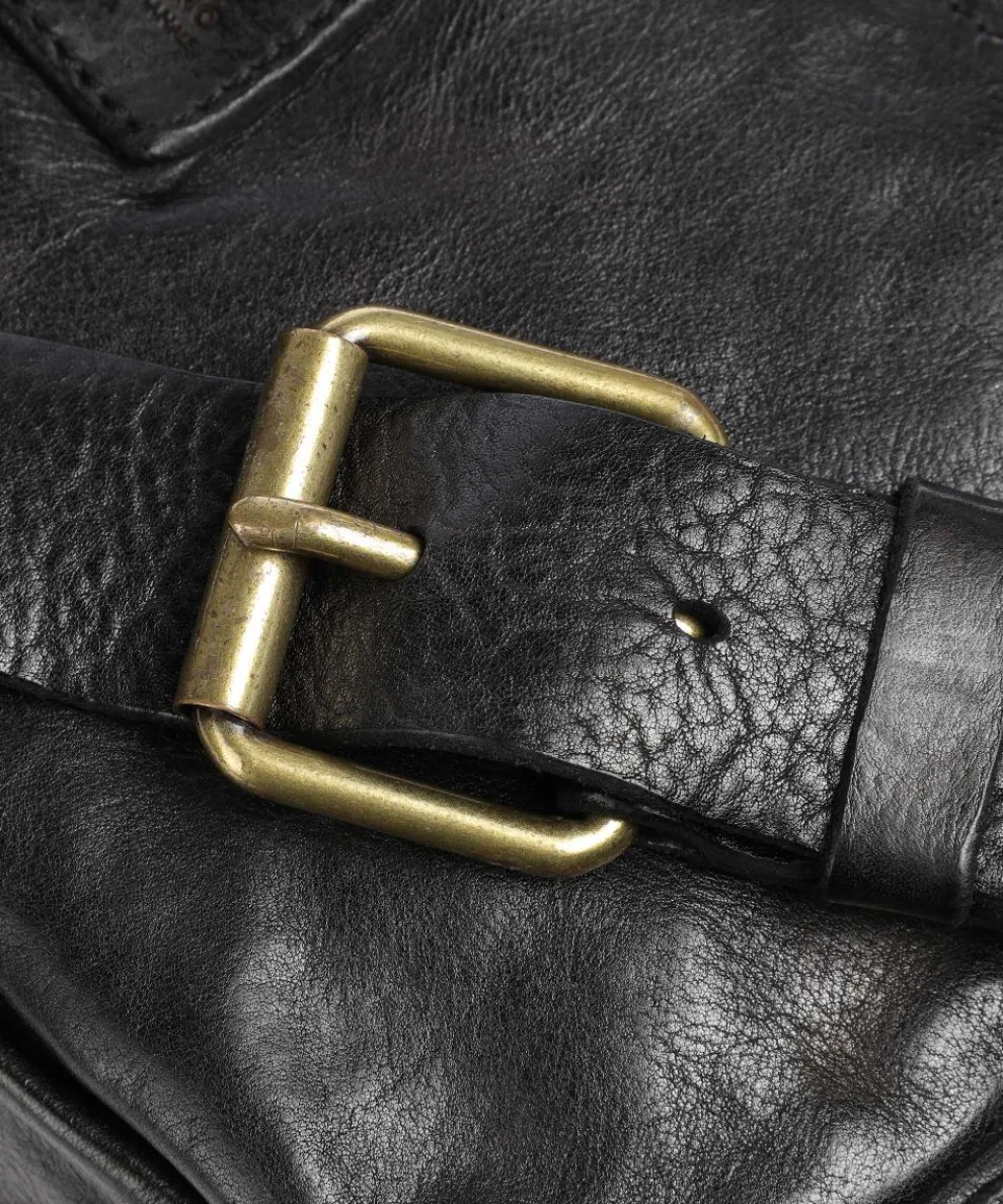 Gürteltasche genarbtes Rindsleder schwarz