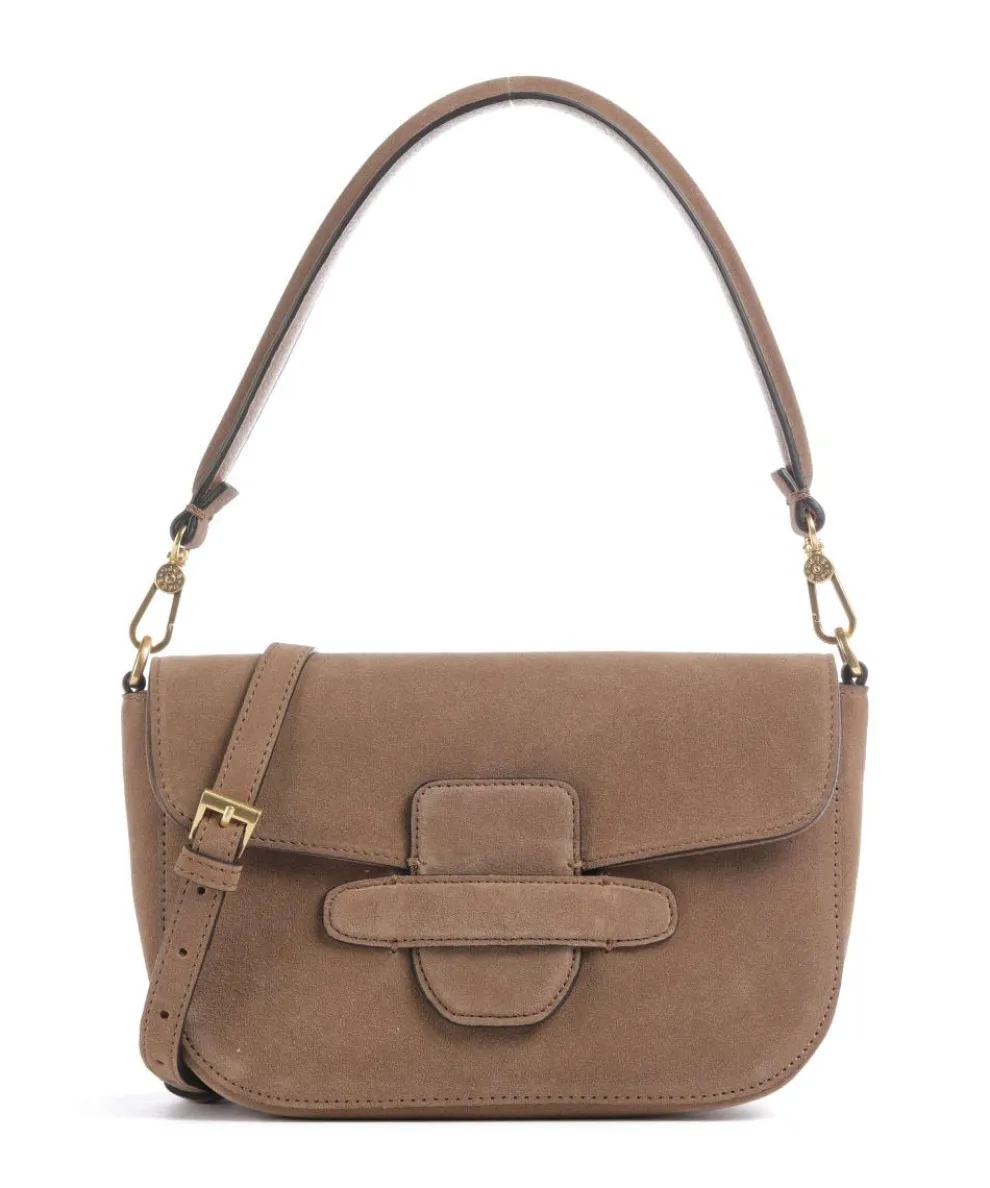 Suede Camilla Schultertasche aufgerautes Leder camel