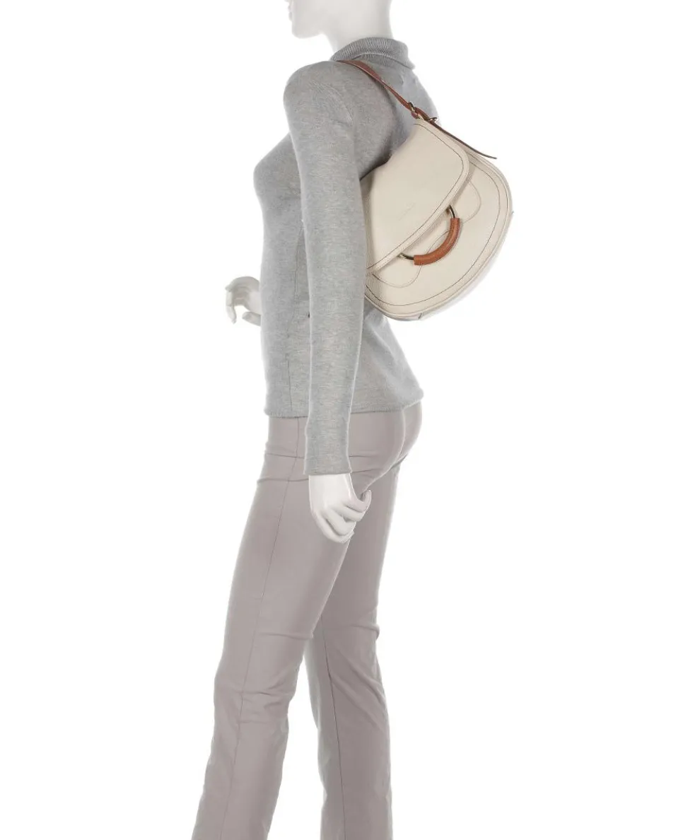 Gondola Stella medium Schultertasche genarbtes Leder beige