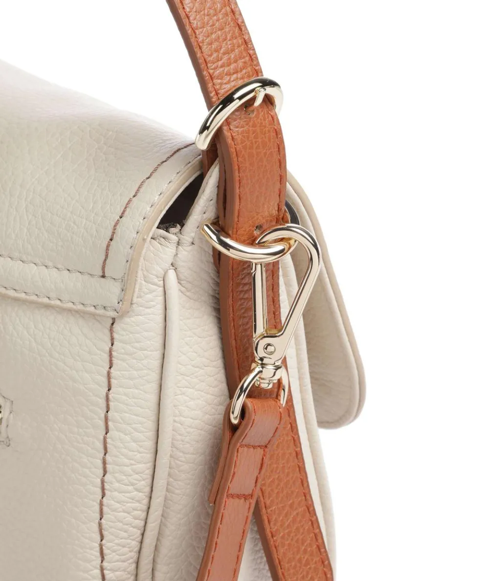 Gondola Stella medium Schultertasche genarbtes Leder beige