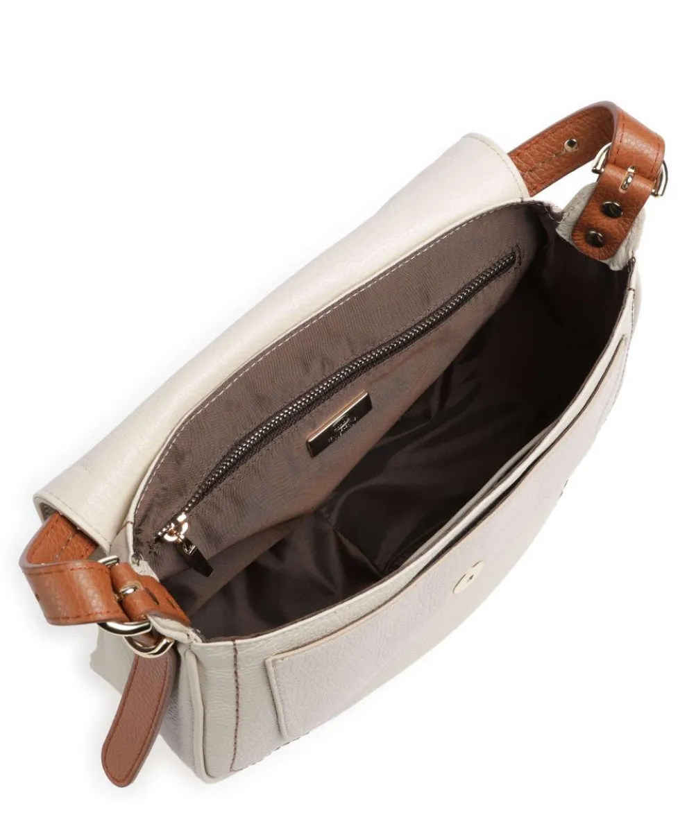 Gondola Stella medium Schultertasche genarbtes Leder beige
