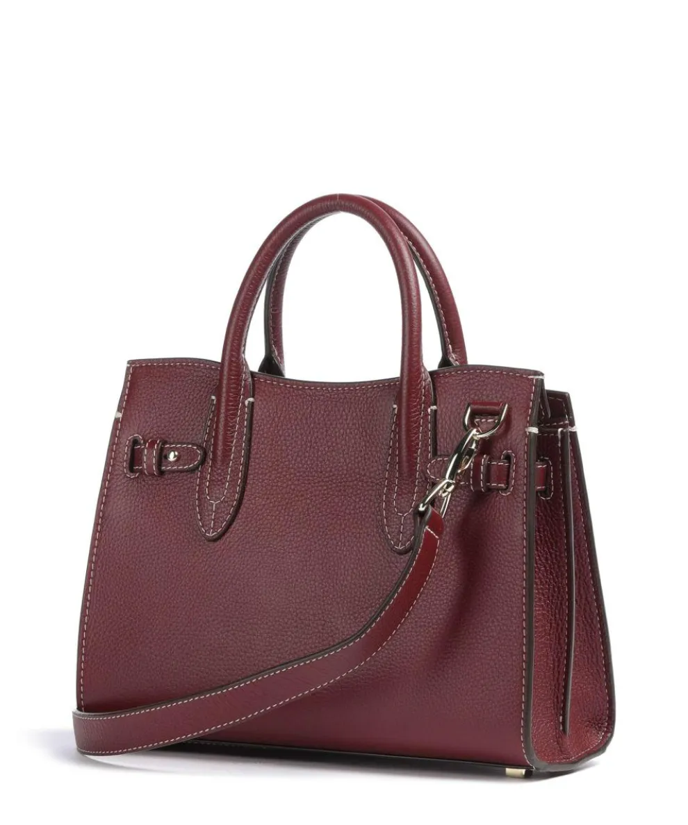 Farah M Handtasche genarbtes Rindsleder dunkelrot