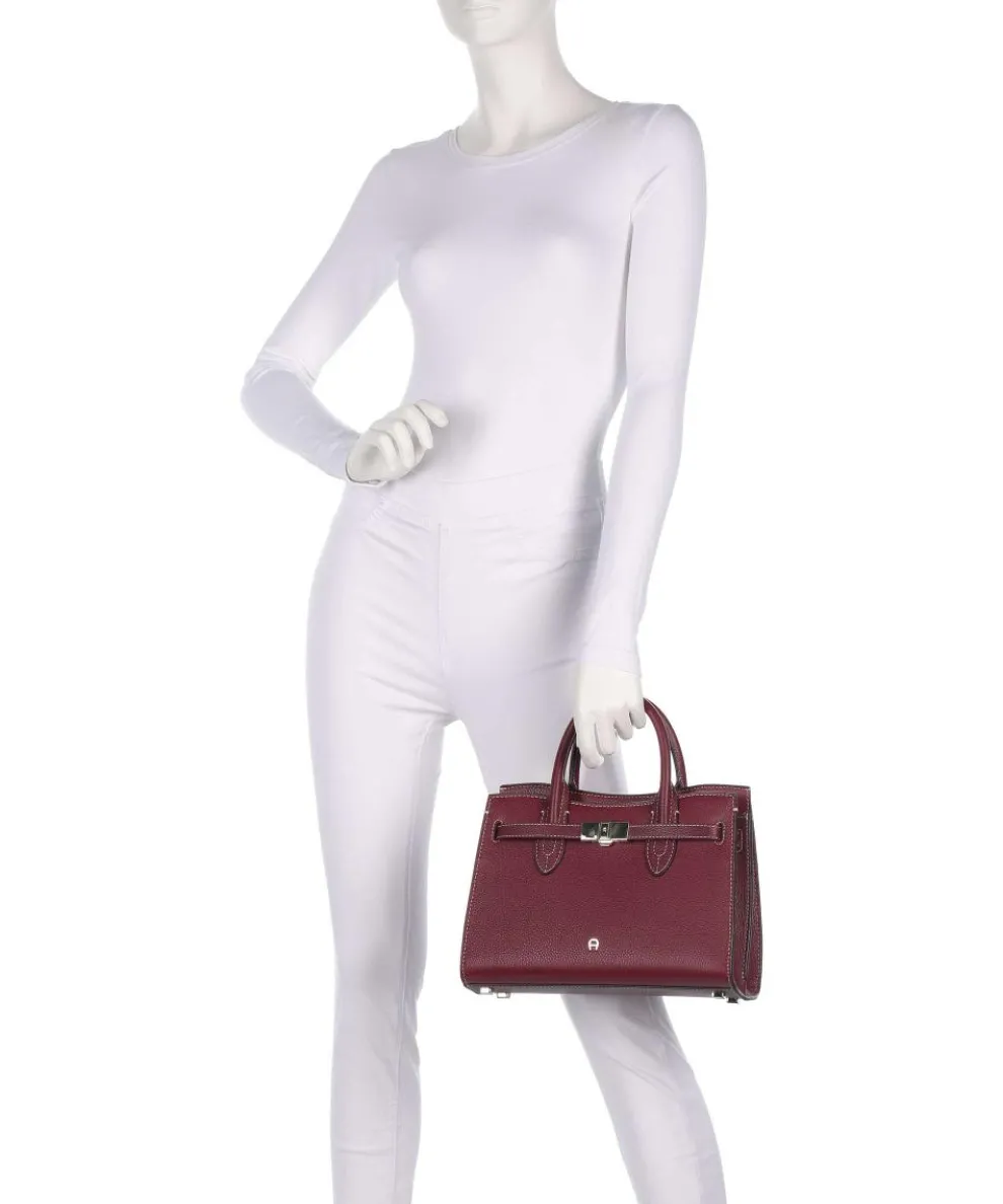 Farah M Handtasche genarbtes Rindsleder dunkelrot