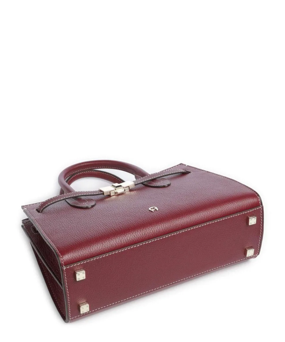 Farah M Handtasche genarbtes Rindsleder dunkelrot