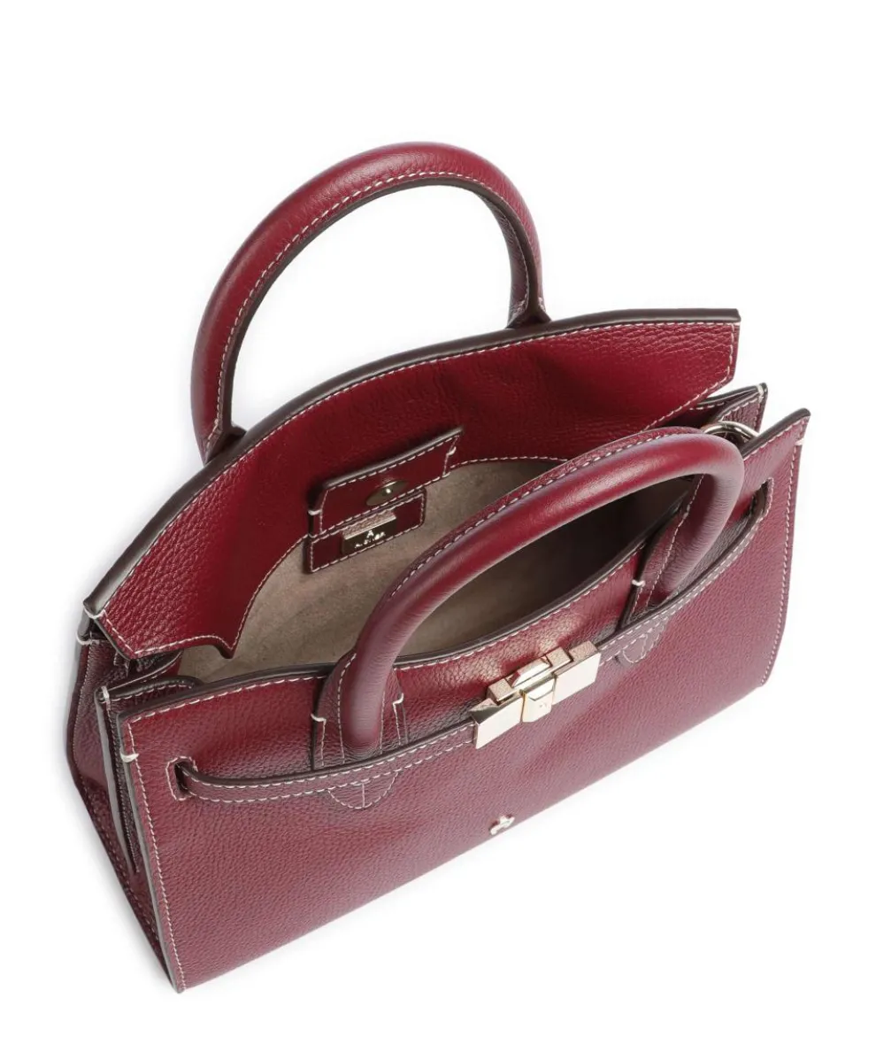 Farah M Handtasche genarbtes Rindsleder dunkelrot
