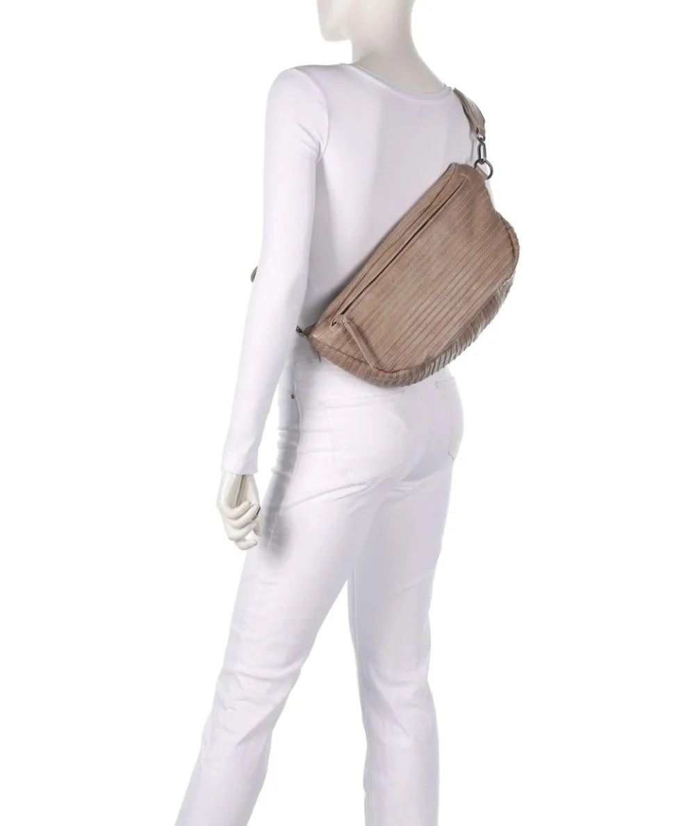 Check My Bag mini Umhängetasche genarbtes Leder taupe