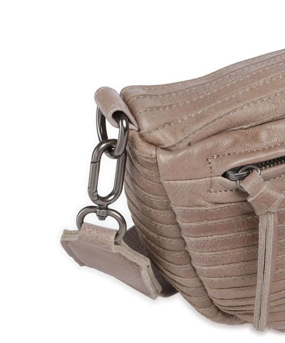 Check My Bag mini Umhängetasche genarbtes Leder taupe