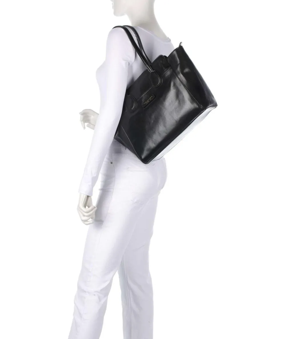 Elettra Schultertasche fein genarbtes Rindsleder schwarz