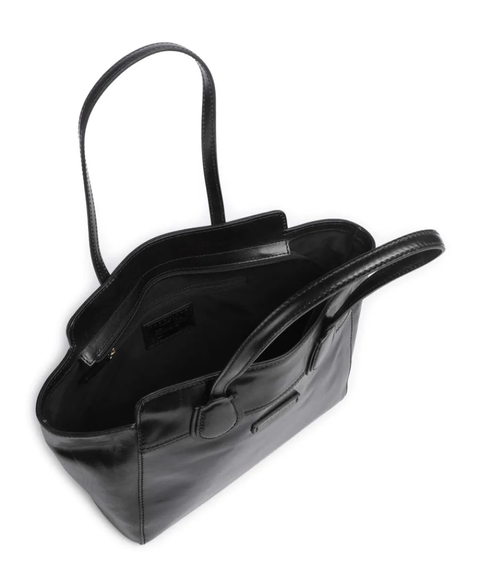 Elettra Schultertasche fein genarbtes Rindsleder schwarz