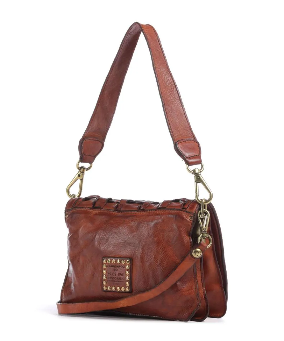 Schultertasche fein genarbtes Rindsleder cognac