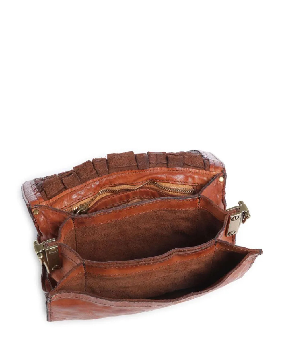 Schultertasche fein genarbtes Rindsleder cognac