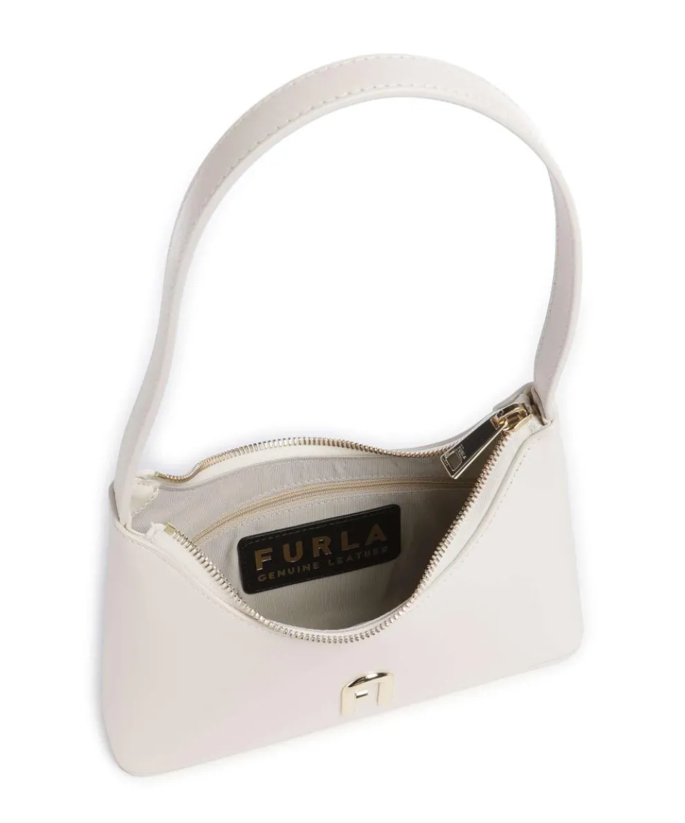 Diamante Mini Schultertasche fein genarbtes Leder creme