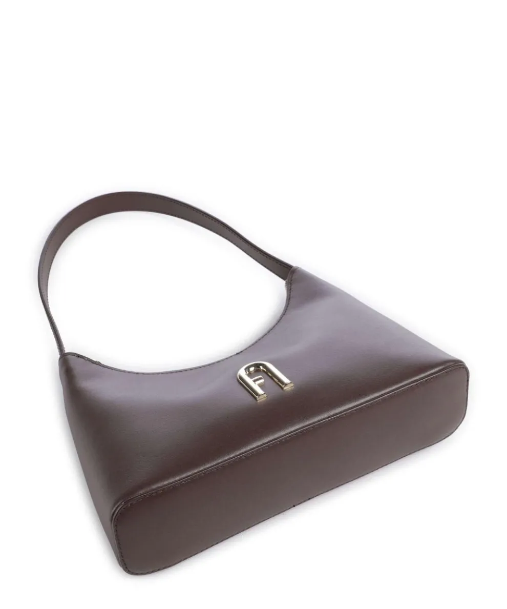 Diamante Mini Schultertasche fein genarbtes Leder dunkelbraun