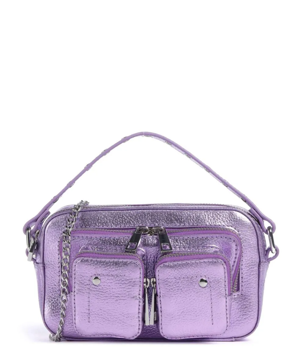 Metallic Helena Umhängetasche genarbtes Leder violett