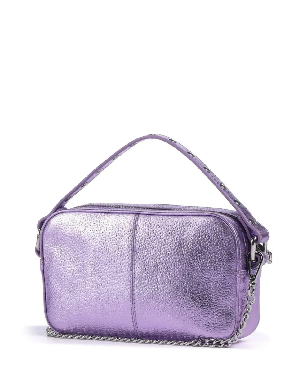 Metallic Helena Umhängetasche genarbtes Leder violett
