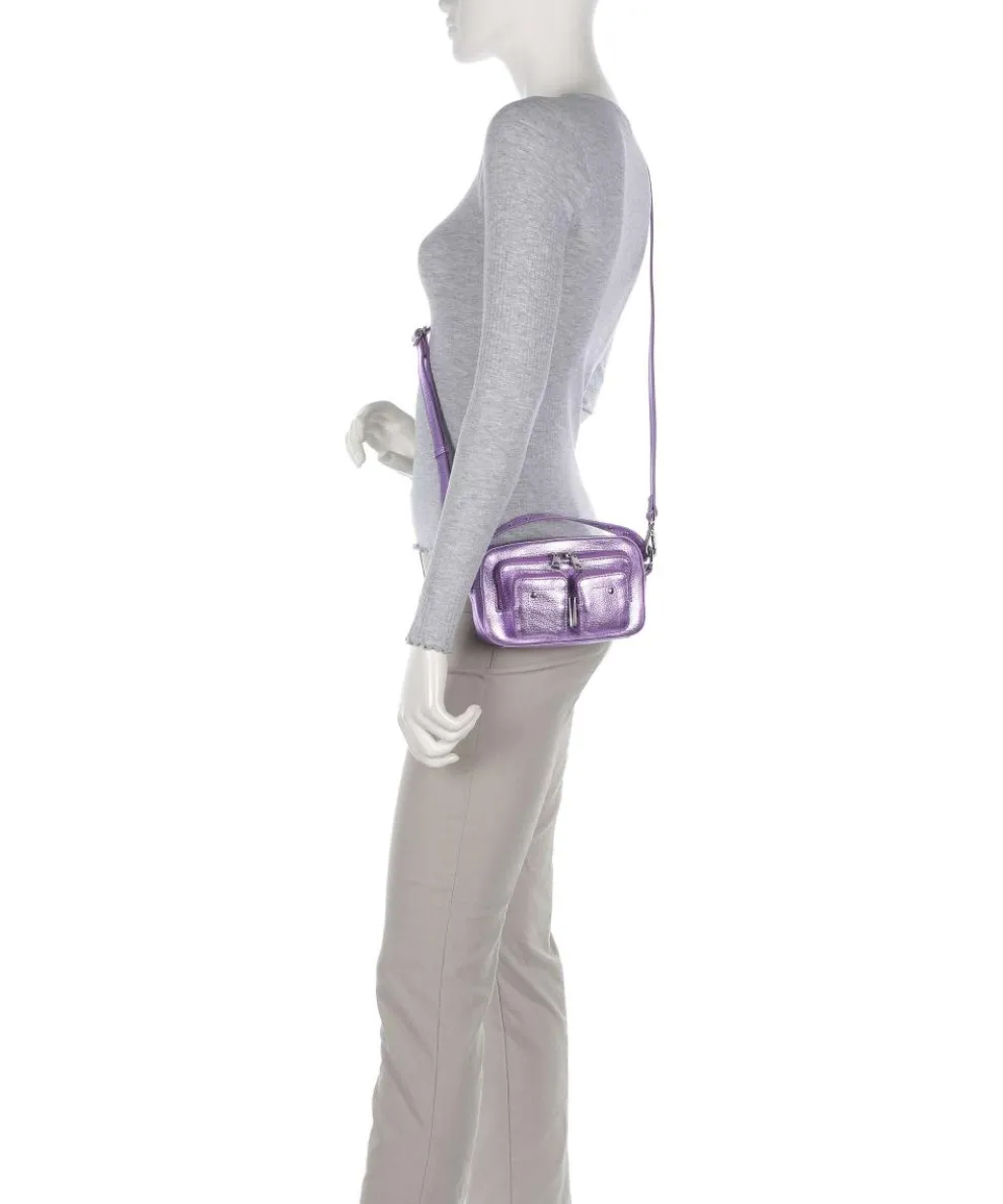 Metallic Helena Umhängetasche genarbtes Leder violett