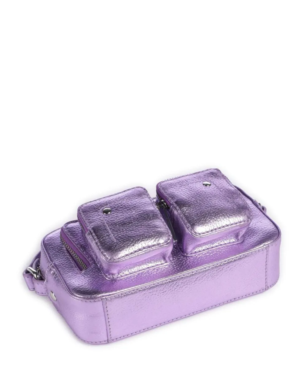 Metallic Helena Umhängetasche genarbtes Leder violett