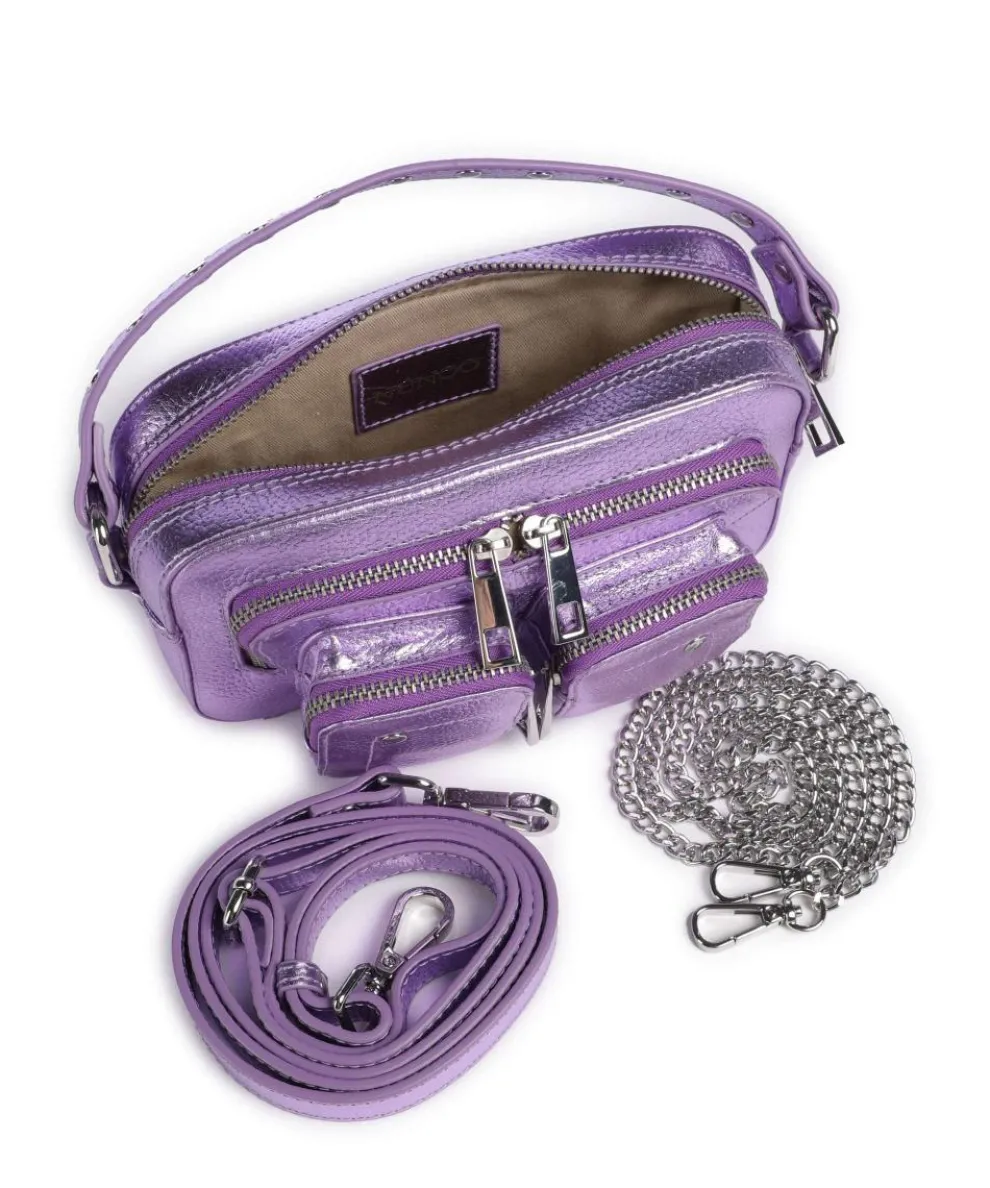 Metallic Helena Umhängetasche genarbtes Leder violett