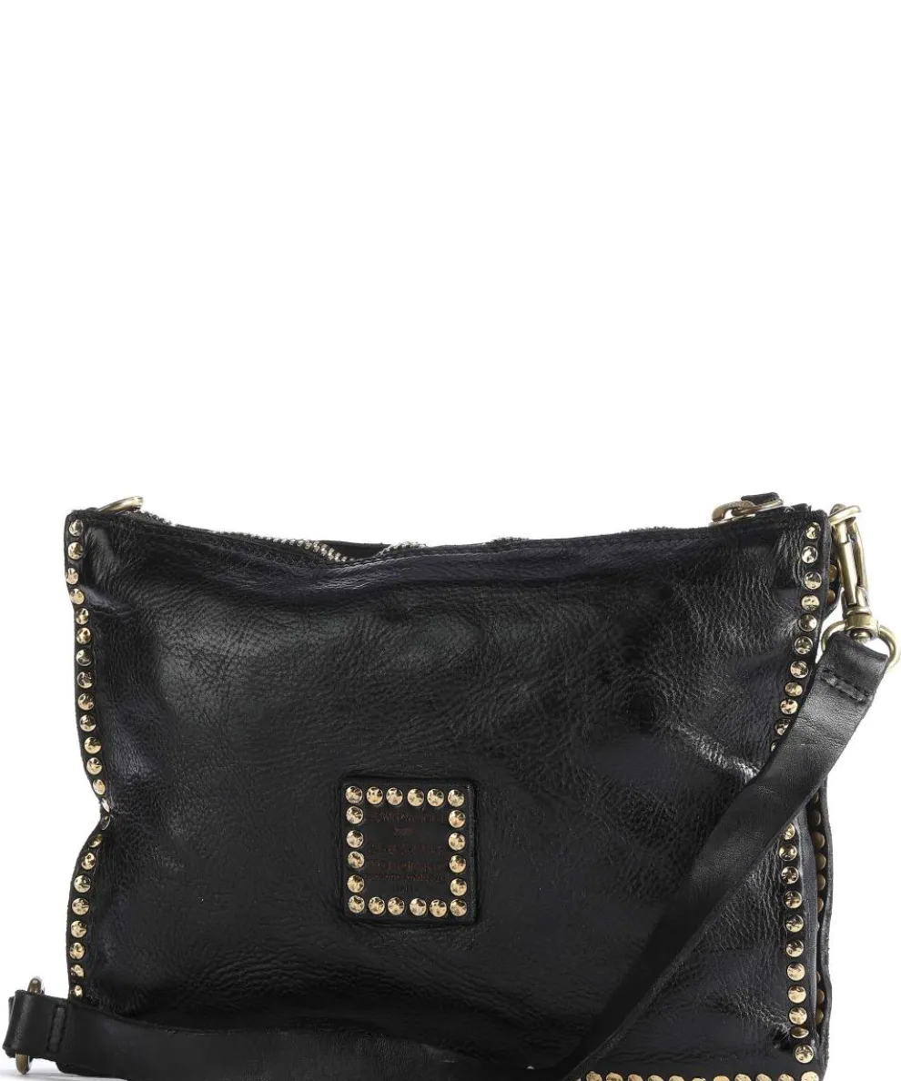 Umhängetasche fein genarbtes Leder schwarz