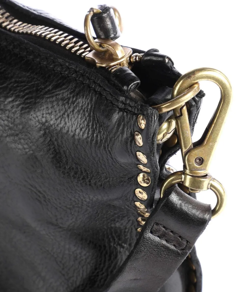 Umhängetasche fein genarbtes Leder schwarz